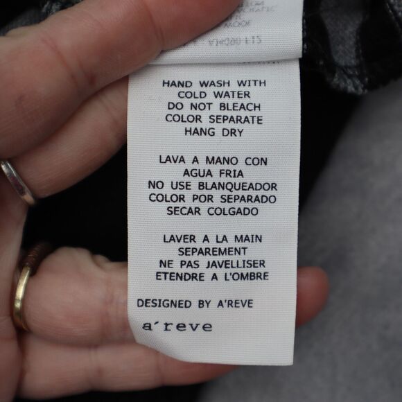 Areve Sweater Womens L Black Gray Cardigan Long Sleeve Stripe Button Knit Lace - Picture 8 of 16